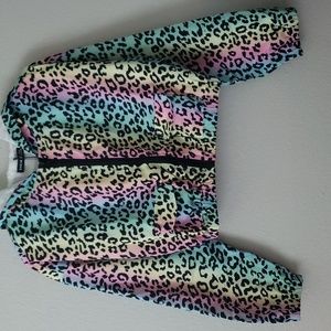 Rainbow Leopard Crop Top Windbreaker Hoodie Sweater